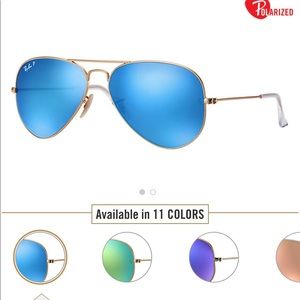 Blue Mirror Aviator Ray Bans - polarized, 58mm